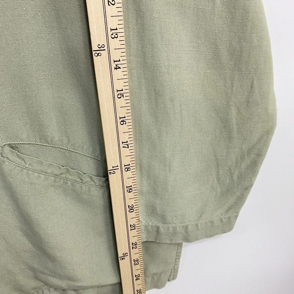 Chico's Design Jacket Womens 3 Green Tencel Linen Button Utility Shirt Top XL - Picture 10 of 12